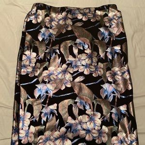 Metallic Floral Pencil Skirt